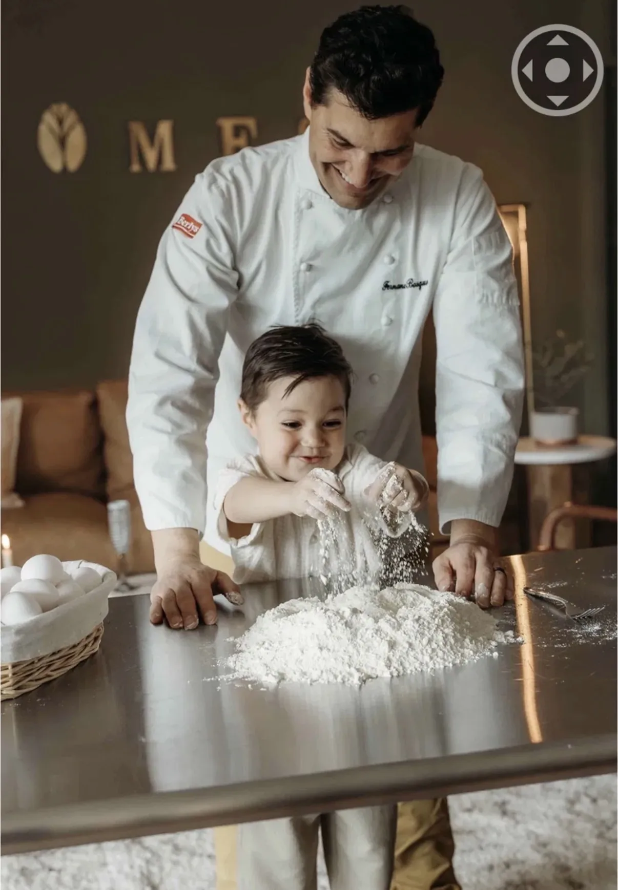 Chef Fernando cooking with his young son at Sobremesa